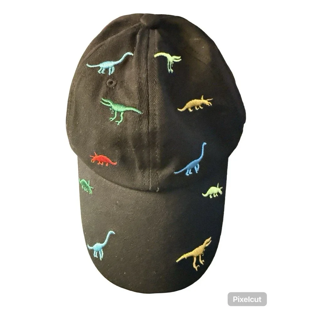 Kids Dinosaur Baseball Cap Embroidered Dino Hat Adjustable Khaki Youth Cap New